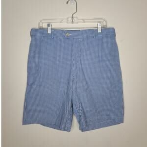 Peter Millar 100% cotton blue white gingham plaid golf shorts - 32 - 34